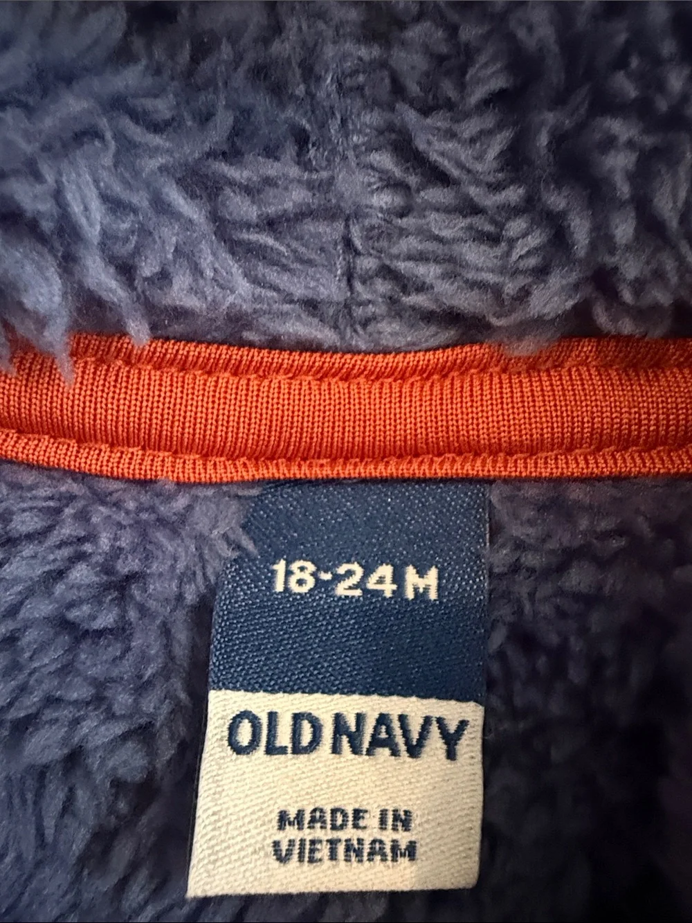 Old Navy Navy and Blue Hooded Fleece One-Piece with Orange Trim